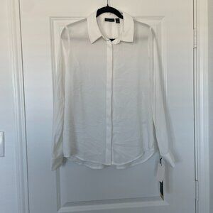 NWT Halogen White Button-Up Blouse – Women’s Medium